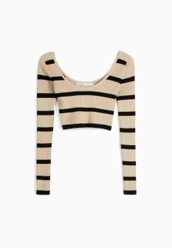 BERSHKA With Low-Cut Neckline - Cropped - Trui - Camel 11 BERSHKA With Low-Cut Neckline - Cropped - Trui - Camel -Bershka ee45e8e56d4d434d8b285bf51570b96a