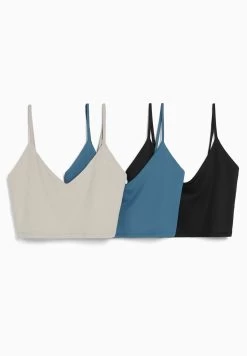 BERSHKA 3-PackStrappy- Top - Off White/Blue/Grey -Bershka eed1c68525cd4926a851bd405e62aa35