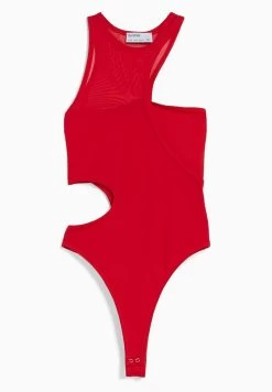 BERSHKA Sleeveless With Cut-Out And Detail- Top - Red -Bershka eee106cd19e34fe59f681146f5139a0e