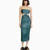 BERSHKA Cut Out Bandeau Midi- Etui-Jurk - Dark Blue
