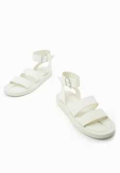 BERSHKA Embossed With Ankle Strap - Sandalen - Beige -Bershka ef43ae2037594eaaa2d8732a5f9b1c13