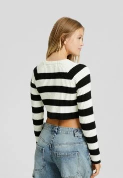 BERSHKA Blend - Trui - White Black -Bershka ef6e1f2b89d74a22bb498b43cd5dfc03