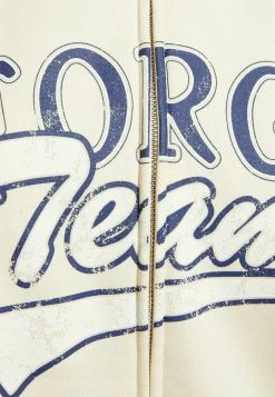 BERSHKA Printed With Puffer Hoodie - Sweater Met Rits - Beige -Bershka ef8adc7c1e2a4e6eaad04a1b9ad745b7