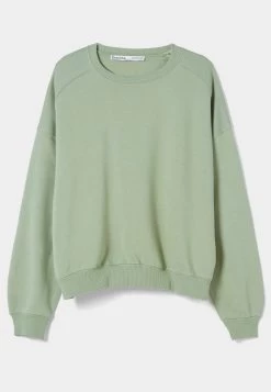 BERSHKA Oversize Round Neck - Sweater - Khaki -Bershka efd5f739b2ec43688bc56bdc570d169d