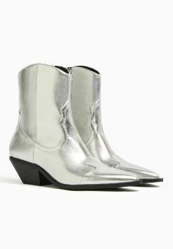 BERSHKA Cowboy-/Bikerlaarsjes - Silvercoloured -Bershka f004e3334eff46838d7e8e5ce67dfc11