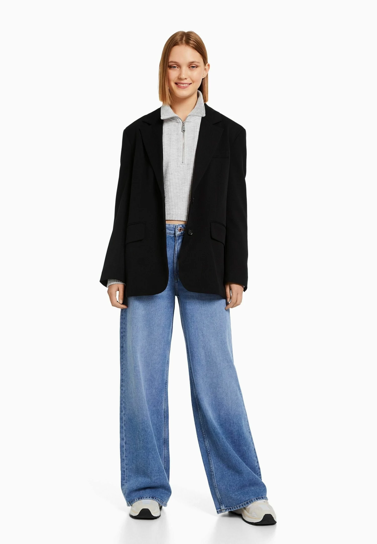 BERSHKA Tailored Cut- Halflange Jas - Black 2 BERSHKA Tailored Cut- Halflange Jas - Black - Afbeelding 2