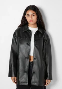 BERSHKA Cropped 06975644 - Halflange Jas - Black