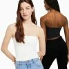 BERSHKA 2-Pack - Bandeau - Top - White