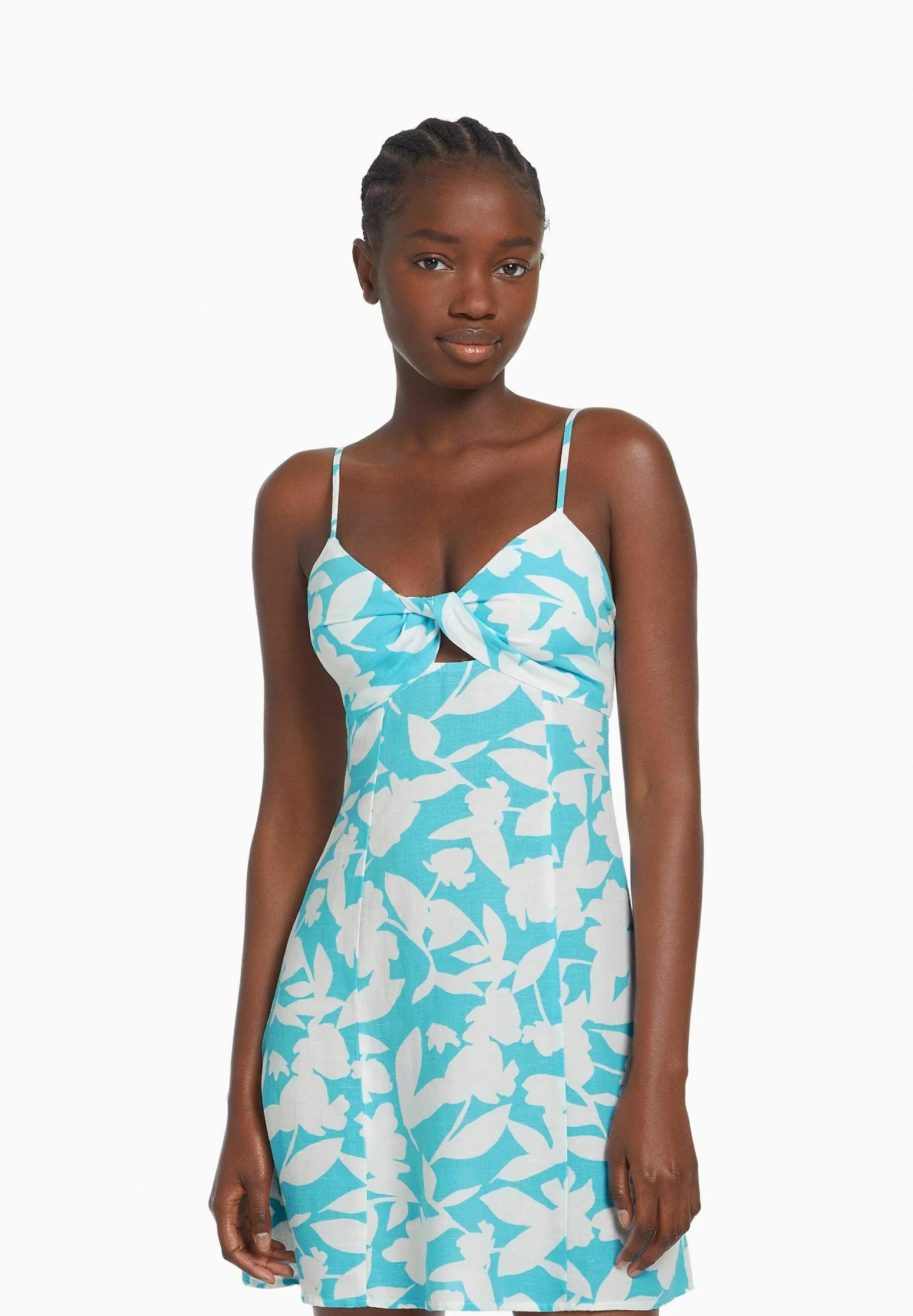 BERSHKA Strappy Blend With Knot - Mini - Jurk - Light Blue 1 BERSHKA Strappy Blend With Knot - Mini - Jurk - Light Blue