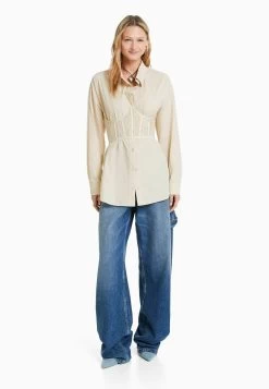 BERSHKA Tailleriem - White