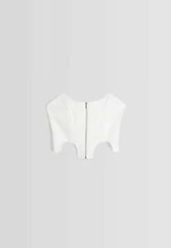 BERSHKA Tailored With Zip Bandeau - Top - White 11 BERSHKA Tailored With Zip Bandeau - Top - White -Bershka f626aa120e7d414b882b5fe54d8cc1a6