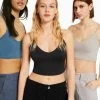 BERSHKA 3-PackStrappy- Top - Off White/Blue/Grey