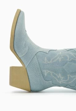 BERSHKA Heeled - Cowboy-/Bikerlaarsjes - Light Blue Denim -Bershka f66b2a4f968c4ba6816c84146a353f62