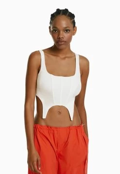 BERSHKA Corset - Top - Off White