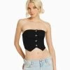 BERSHKA Bustier - Blouse - Black