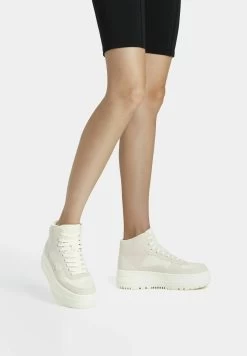 BERSHKA Contrast - Sneakers Hoog - Beige