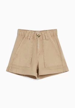 BERSHKA Paperbag- Jeansshort - Camel -Bershka f7eaf14c346249fcb01e9b4ad74a0f76
