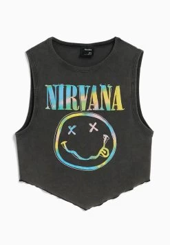 BERSHKA Sleeveless Nirvana Print - Top - Mottled Dark Grey 10 BERSHKA Sleeveless Nirvana Print - Top - Mottled Dark Grey -Bershka f882db3d390a45fb8c00e28cbee3e791