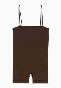 BERSHKA Seamless With Cut Neckline Cycling- Jumpsuit - Brown -Bershka f8bb41ae3e154e81a9ba19ba1c19b0b4