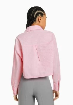 BERSHKA Cropped - Overhemdblouse - Pink 8 BERSHKA Cropped - Overhemdblouse - Pink -Bershka f9b029760e91474bb0e0fb8114cccc36
