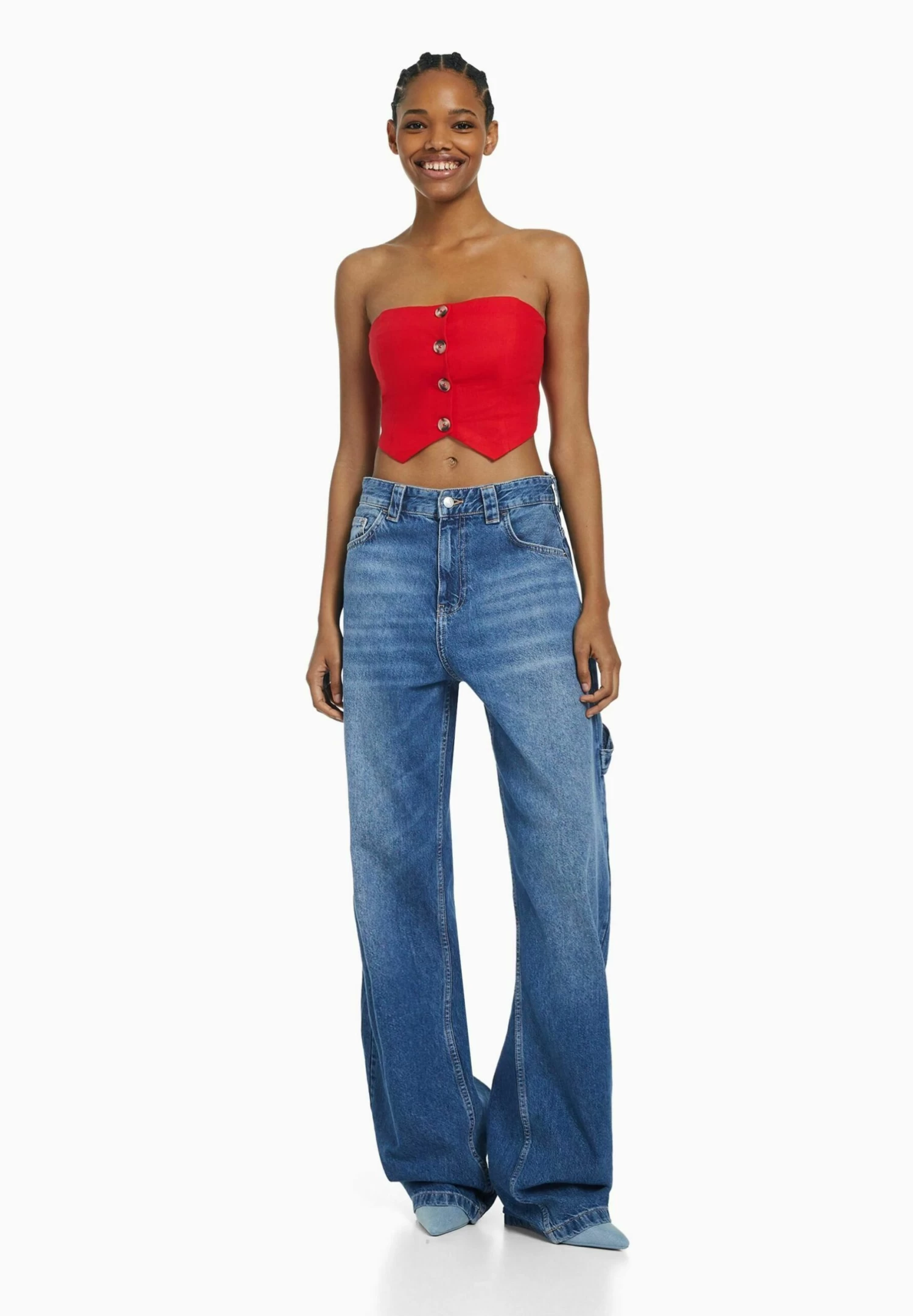 BERSHKA Bustier - Blouse - Red 2 BERSHKA Bustier - Blouse - Red - Afbeelding 2