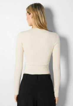 BERSHKA Round Neck 01785653 - Trui - Offwhite -Bershka fbb34268e8964d34970cd8c93ddf1f38