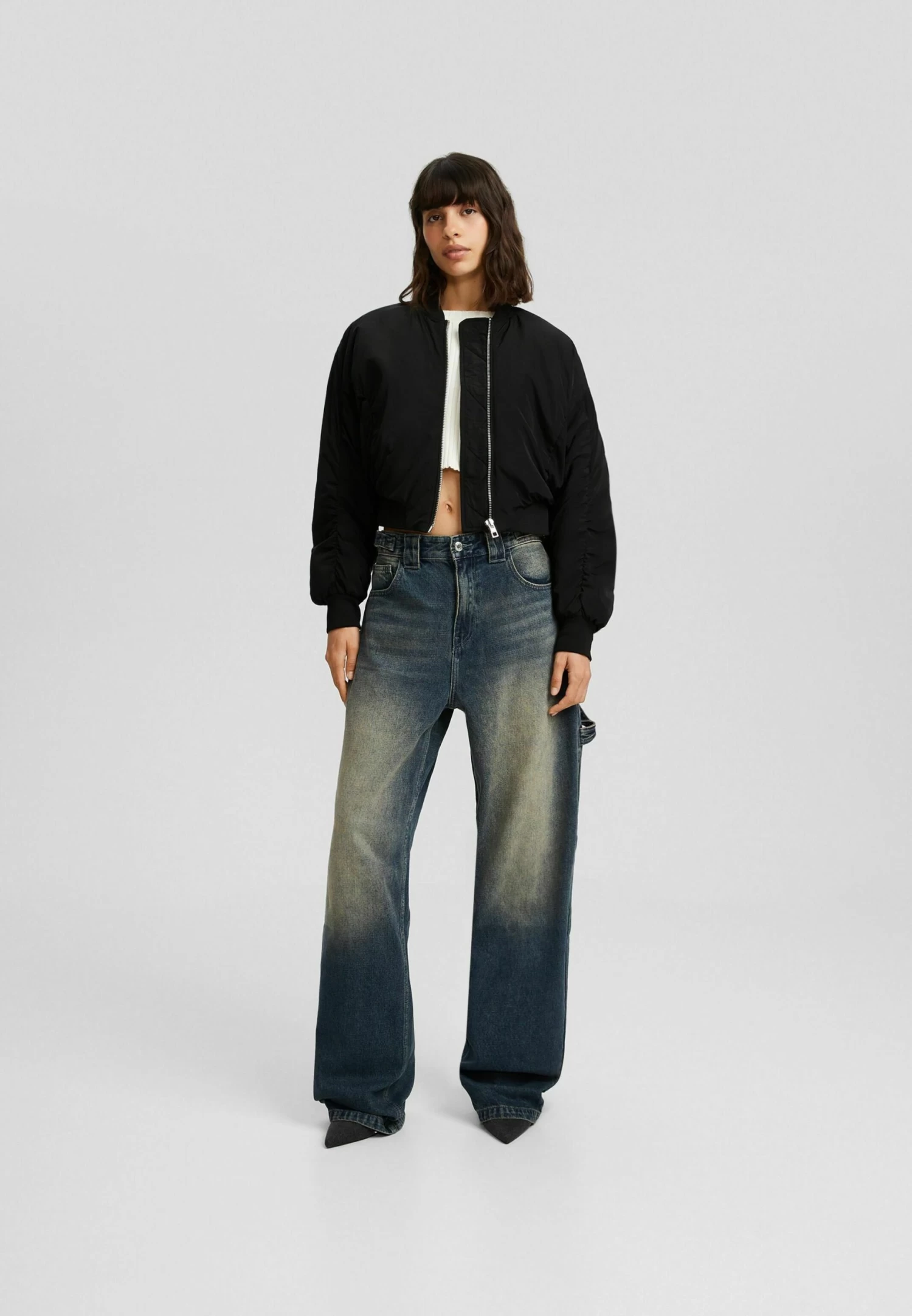 BERSHKA Cropped - Bomberjacks - Black 2 BERSHKA Cropped - Bomberjacks - Black - Afbeelding 2