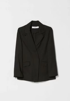 BERSHKA Flowing Blazer - Halflange Jas - Black -Bershka fe9e4e533f3b42b8a2bd5ae3b2b0ee8e