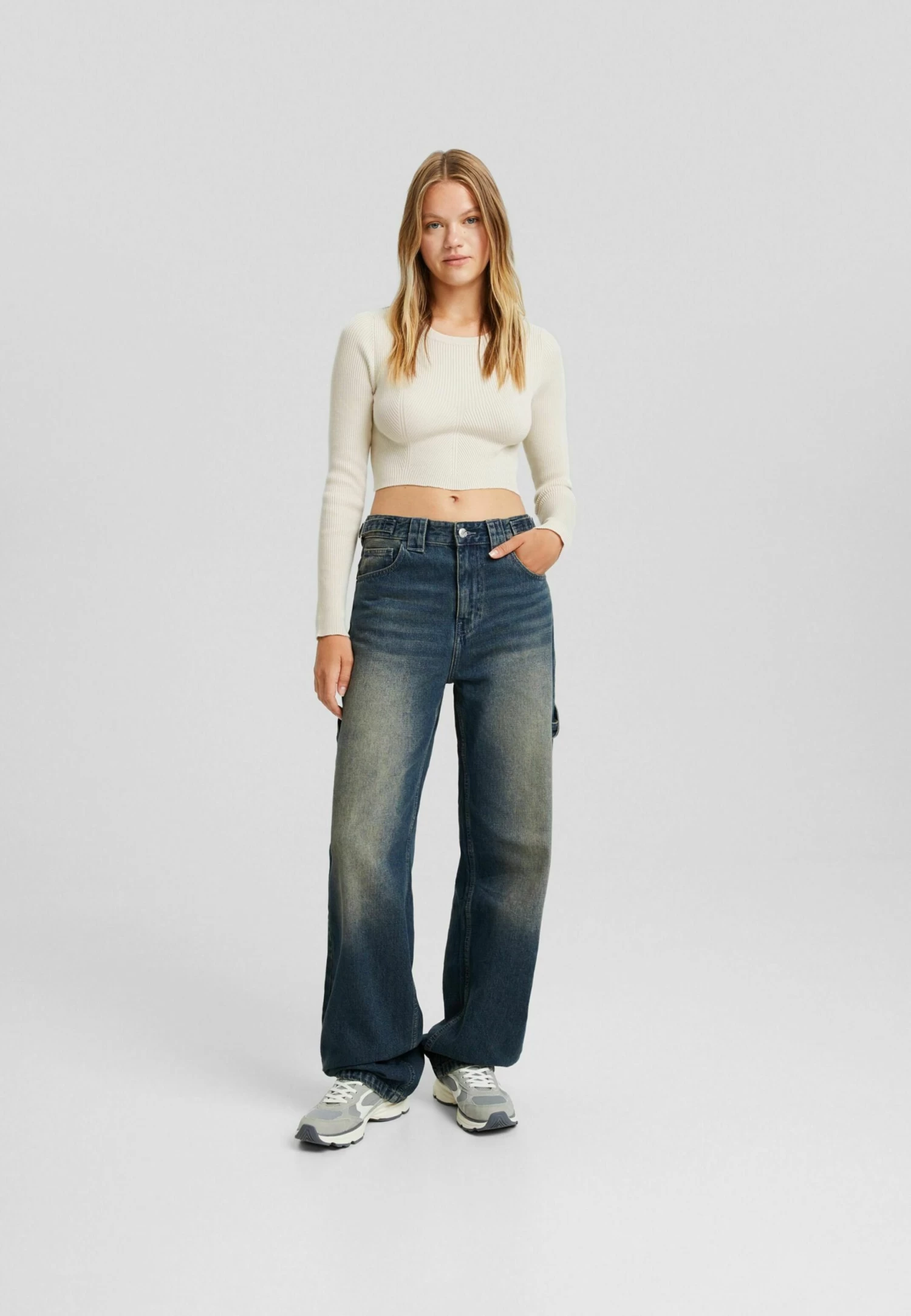 BERSHKA Cropped - Trui - Sand 2 BERSHKA Cropped - Trui - Sand - Afbeelding 2