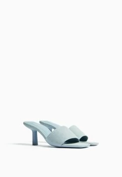 BERSHKA Muiltjes Met Hak - Metallic Blue -Bershka febeeaee314c44dbb738e3fa77d19d28