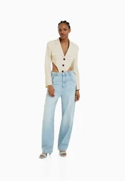 BERSHKA Tailored- Overhemdblouse - Beige -Bershka ff982cadf5ba45a0b2974a4f10657817